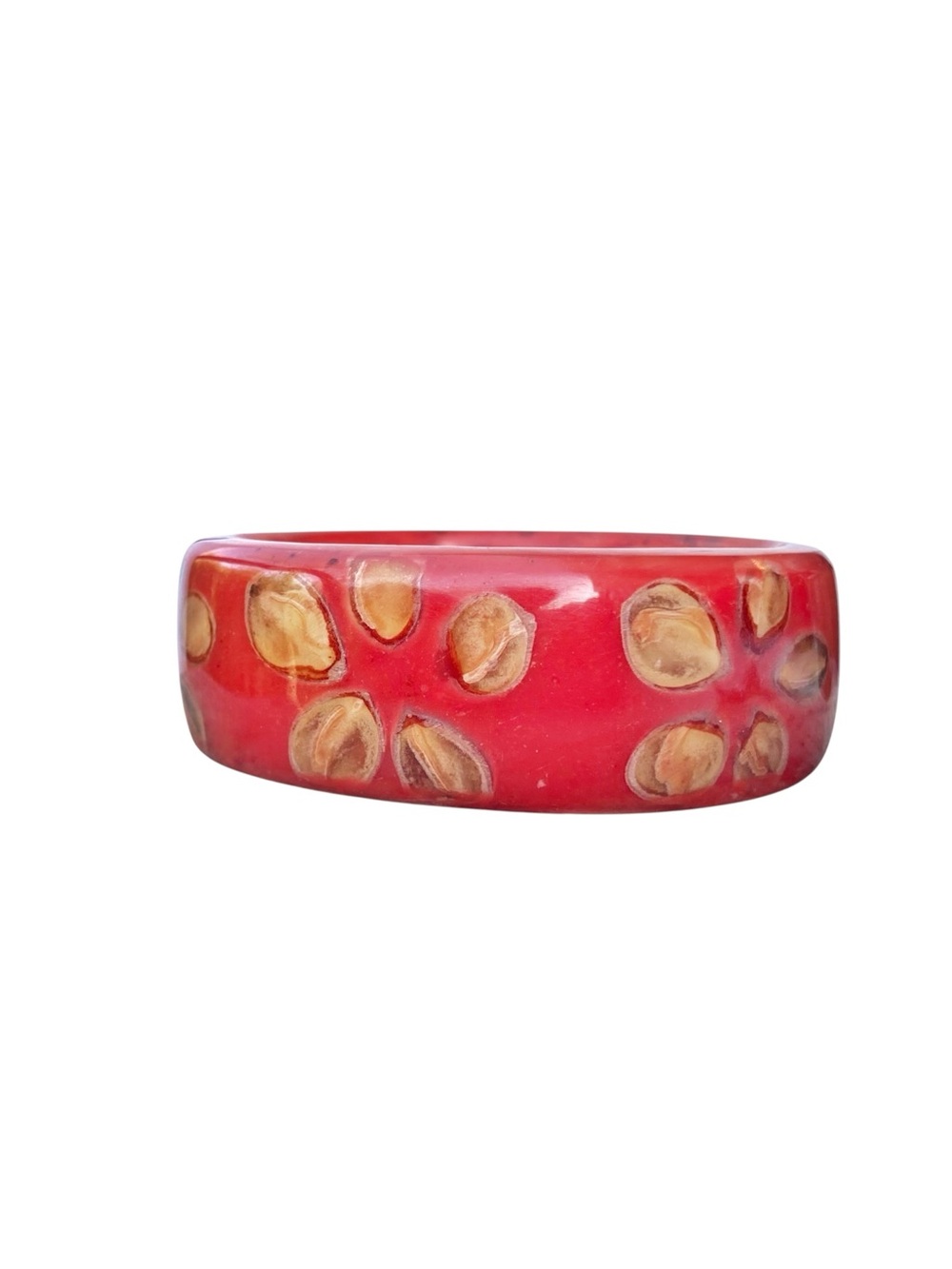 Vintage Red Resin Bangle Bracelet | MCM 70s Lucite Boho Hippie Summer Jewelry